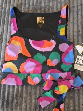 Emily McCarthy Pop Cheetah Bow Accented Sports Bra Top Size XL